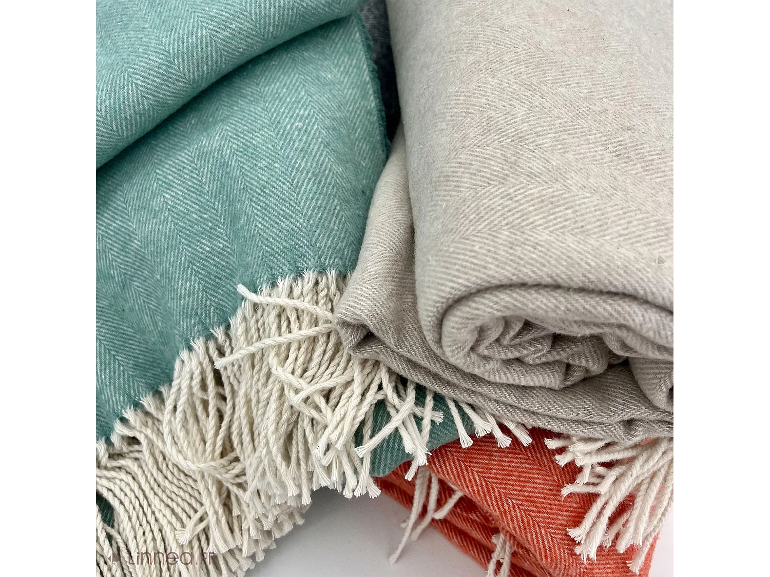 Plaid 130x180 cm ROMA en coton recyclé gris acier