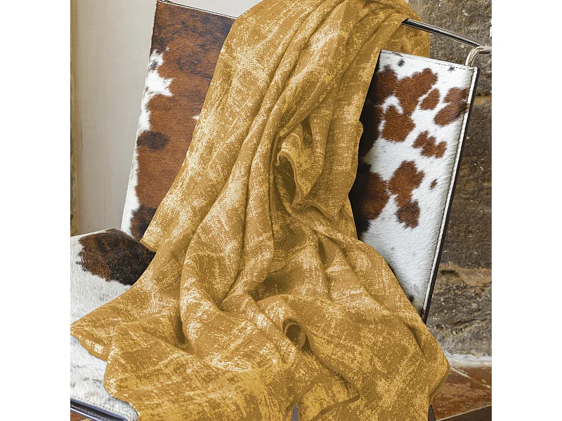 Plaid 145x170 cm DELFT en laine jaune miel