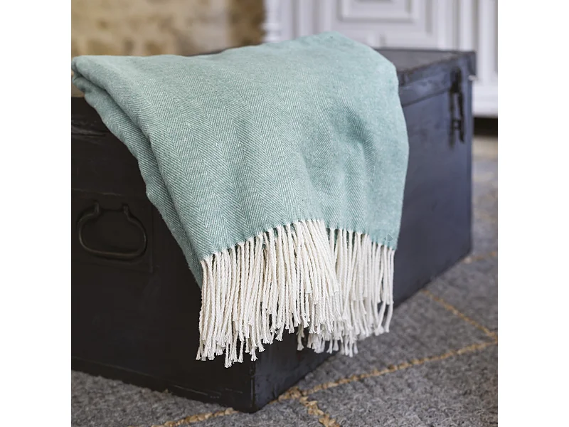 Plaid 130x180 cm ROMA en coton recyclé bleu lagon