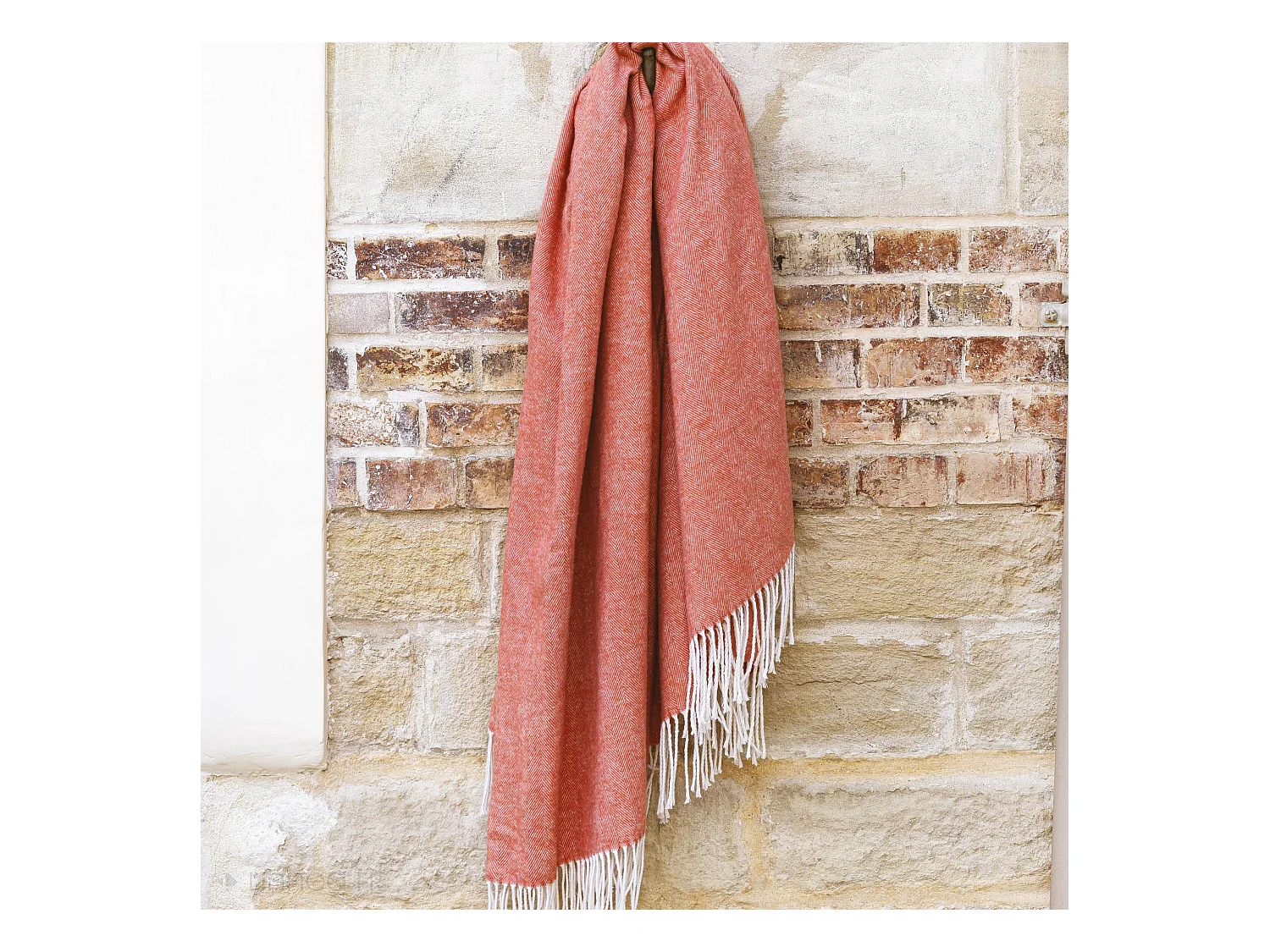 Plaid 130x180 cm ROMA en coton recyclé rose gingembre