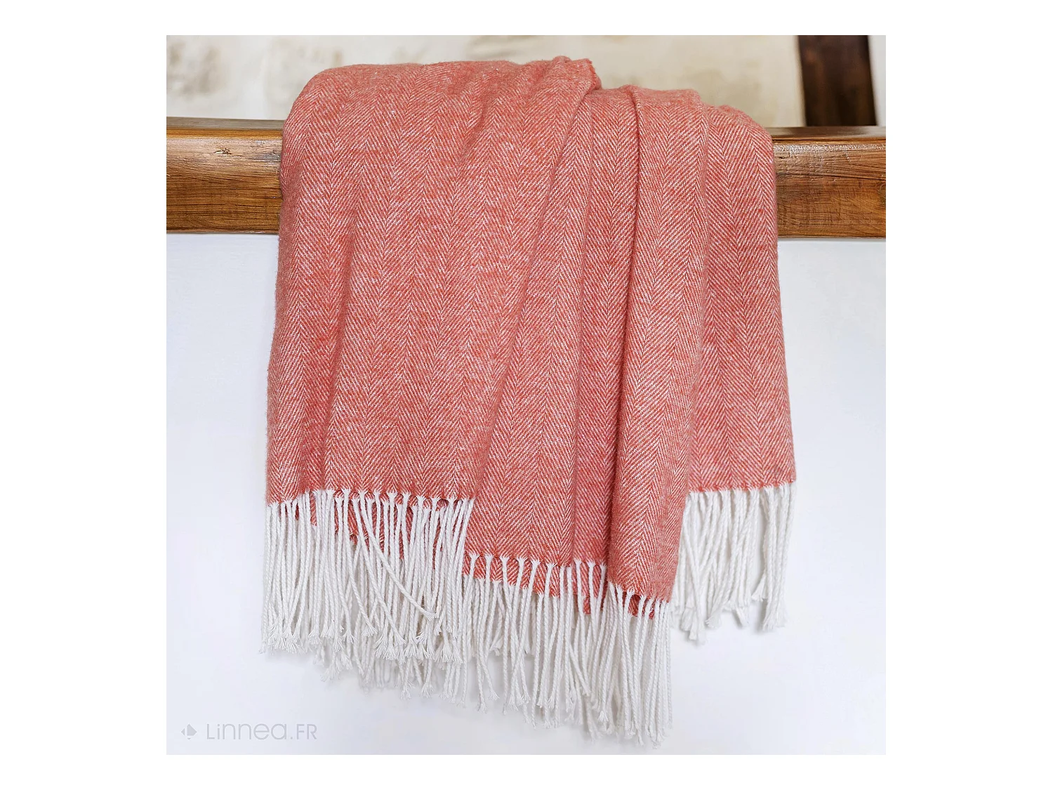 Plaid 130x180 cm ROMA en coton recyclé rose gingembre