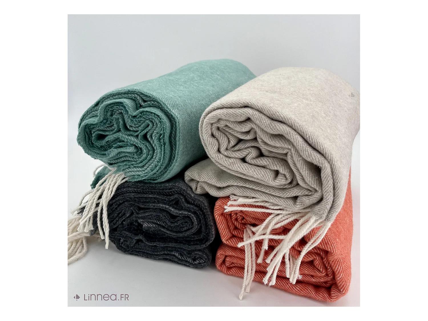 Plaid 130x180 cm ROMA en coton recyclé rose gingembre