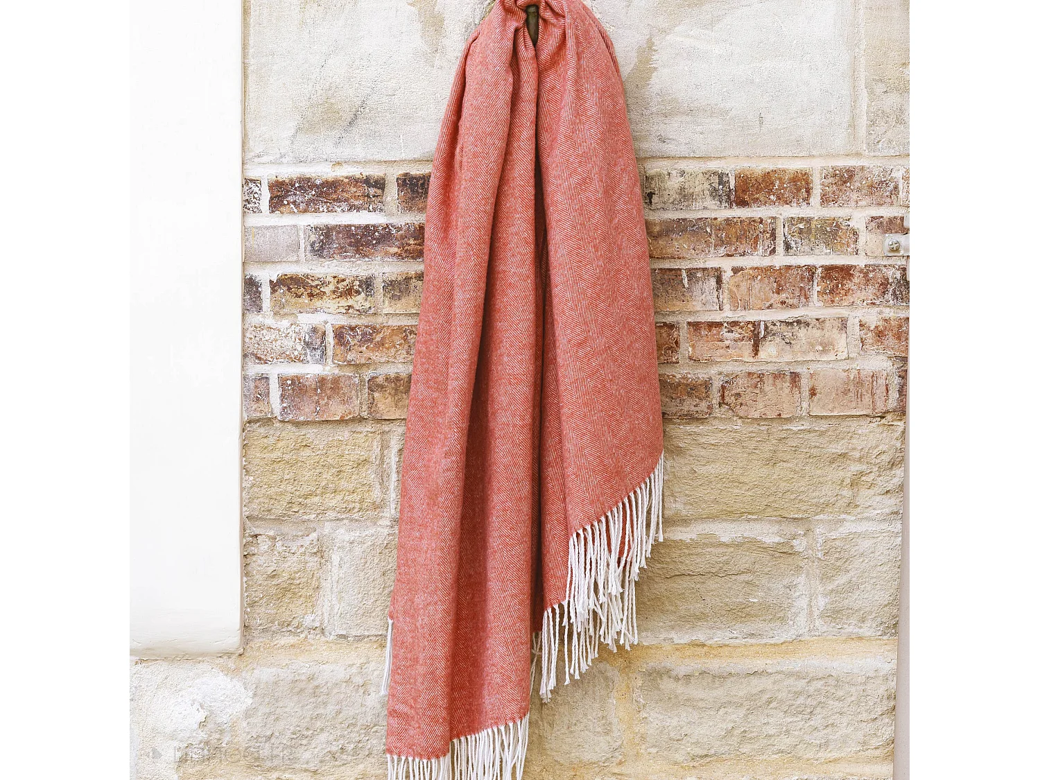 Plaid 130x180 cm ROMA en coton recyclé rose gingembre