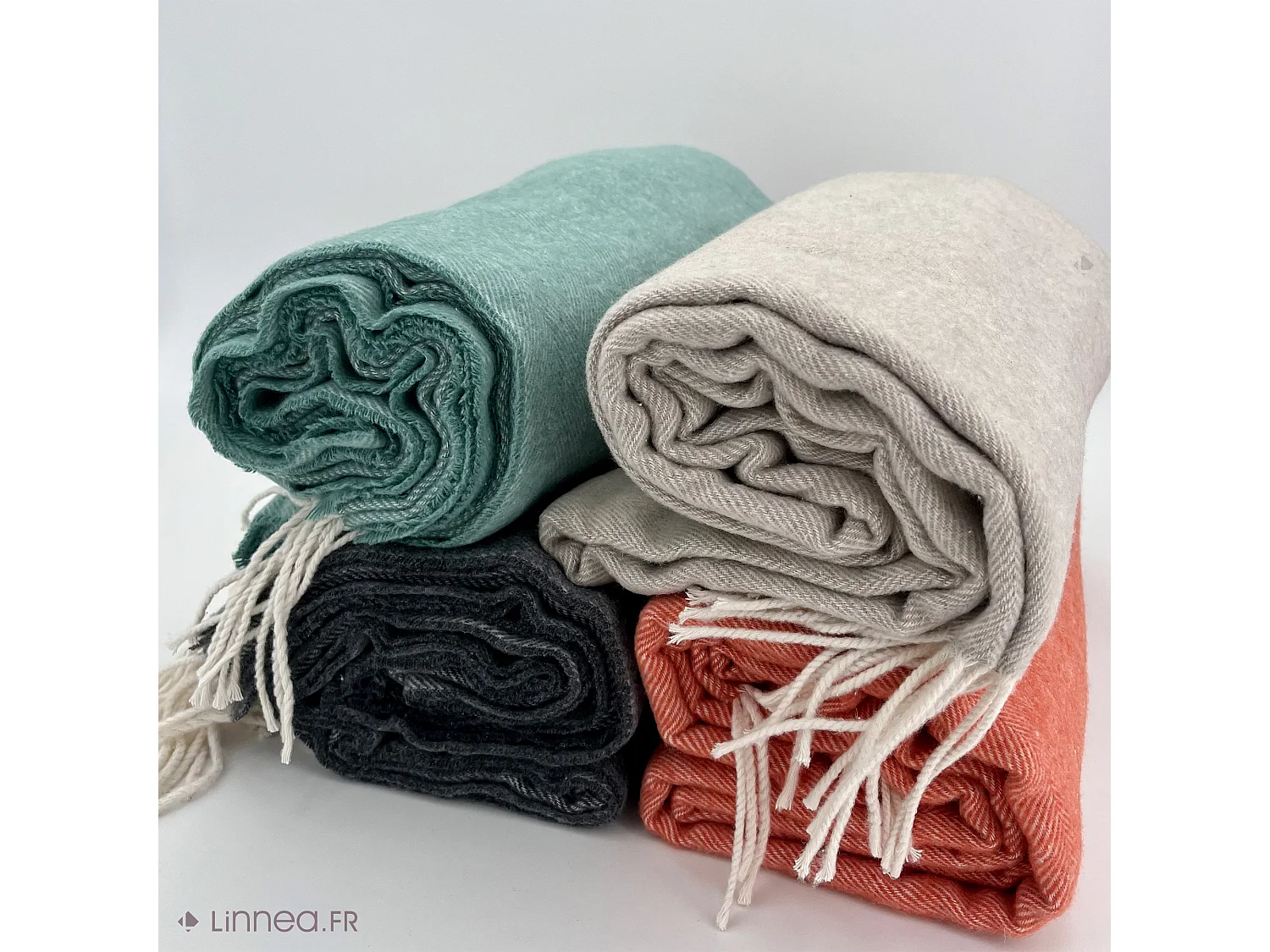 Plaid 130x180 cm ROMA en coton recyclé rose gingembre