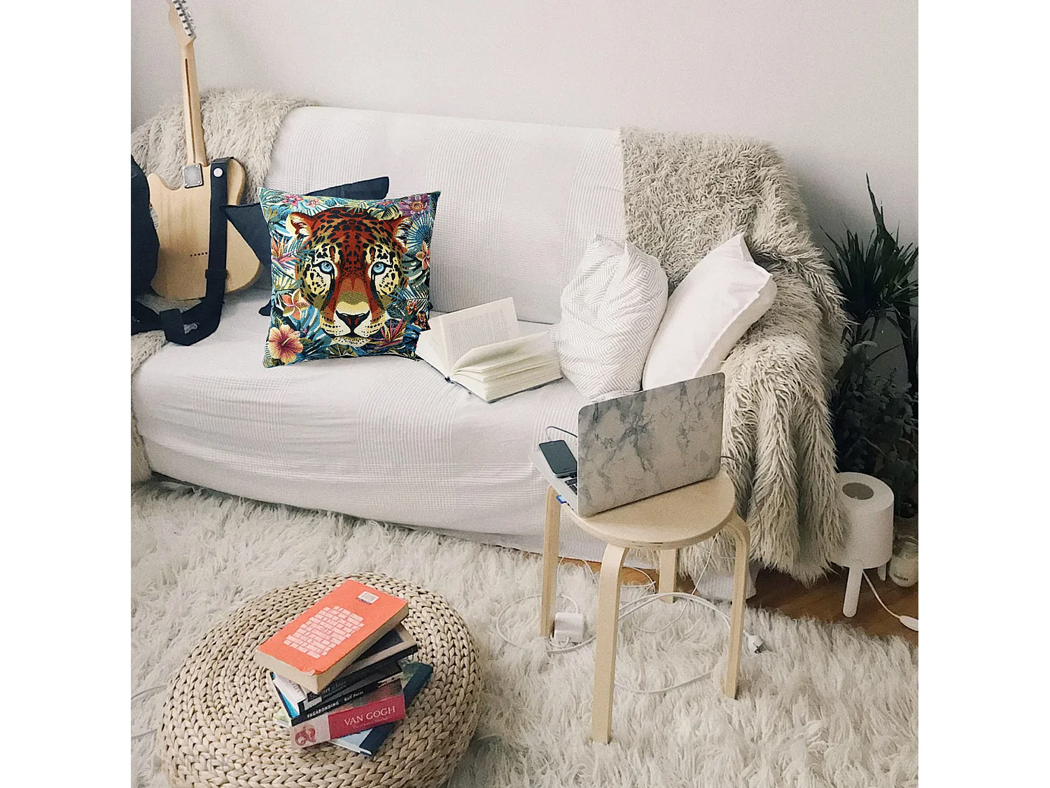 Housse de coussin 45x45 cm BAGHERRA Bleu Caraibes