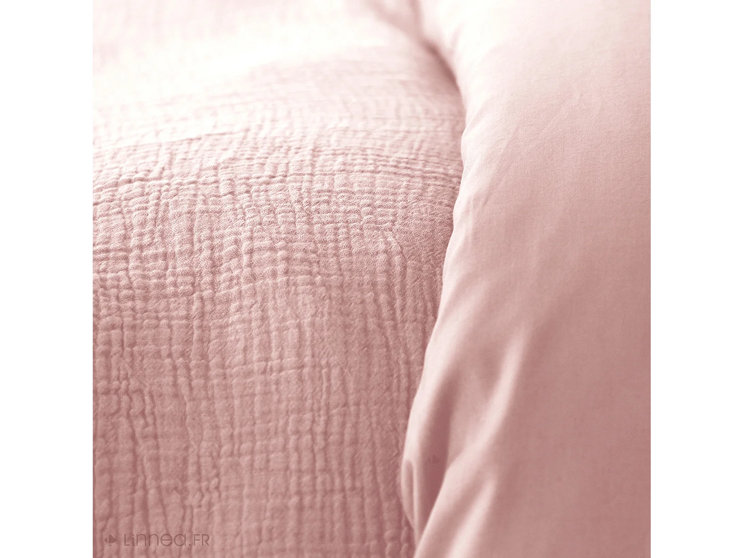 Parure de lit 240x220 cm double gaze de coton GAZGAZ rose 3 pièces