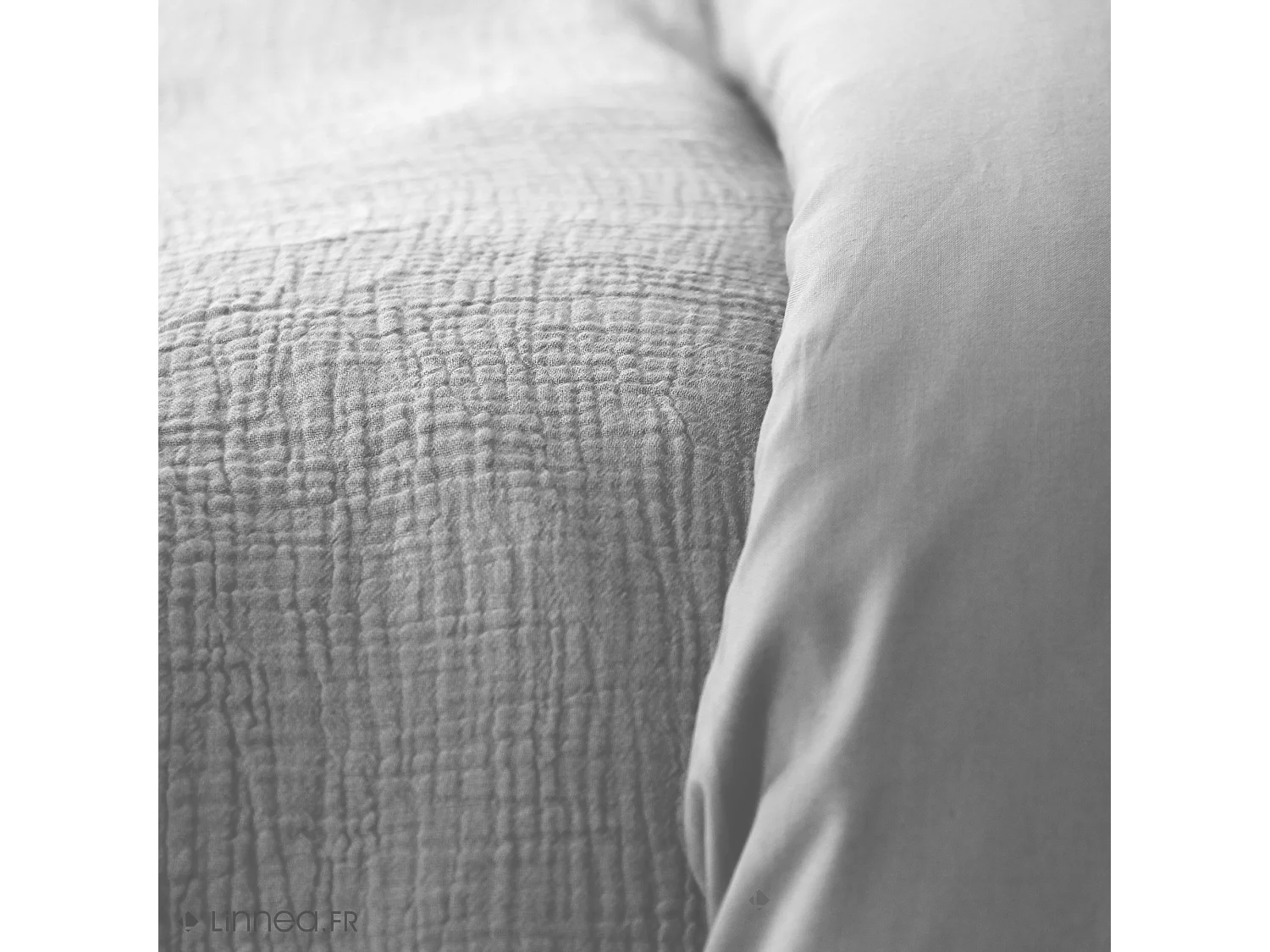Parure de lit 140x200 cm double gaze de coton GAZGAZ gris 2 pièces