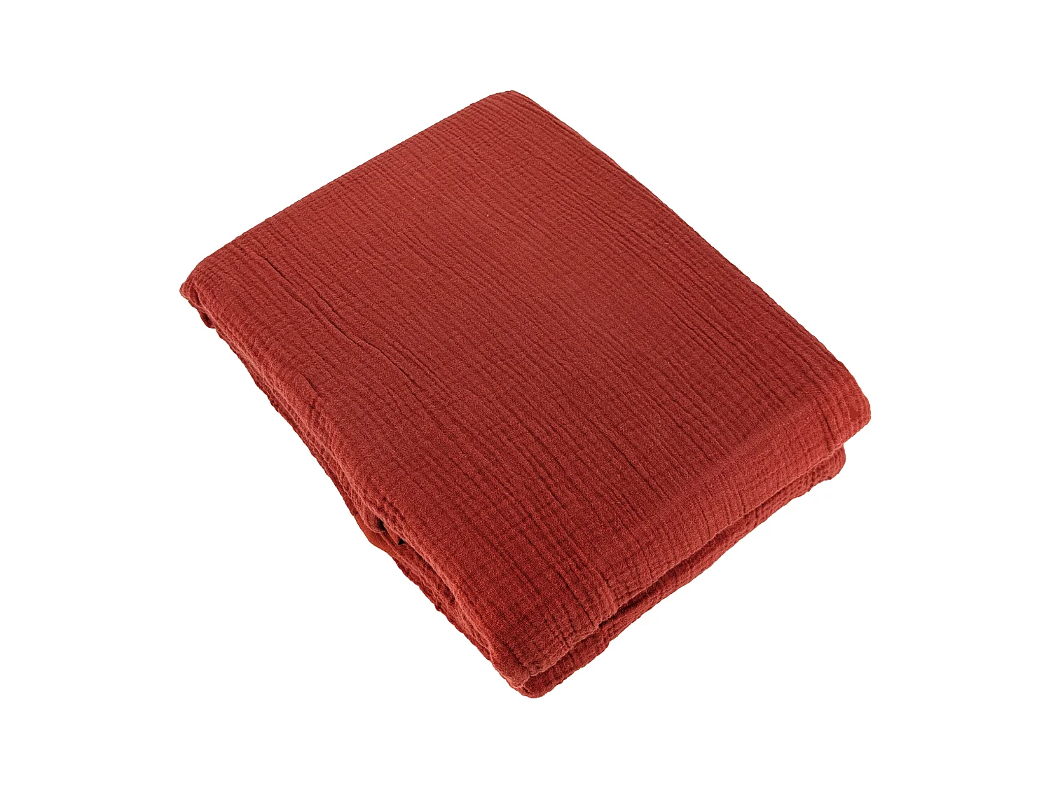 Parure de lit 260x240 cm double gaze de coton GAZGAZ rouge ocre 3 pièces