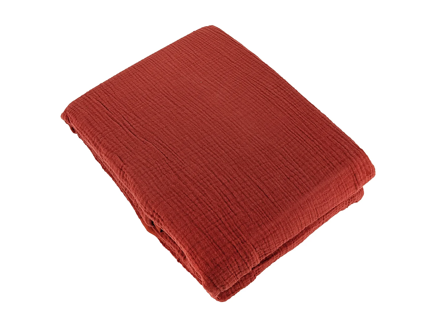 Parure de lit 260x240 cm double gaze de coton GAZGAZ rouge ocre 3 pièces