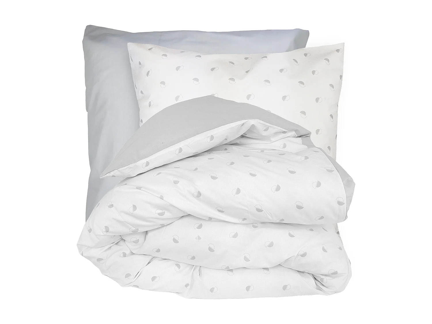 Parure de lit 200x200 cm 65x65 cm percale de coton ALEX gris Nuage 3 pièces