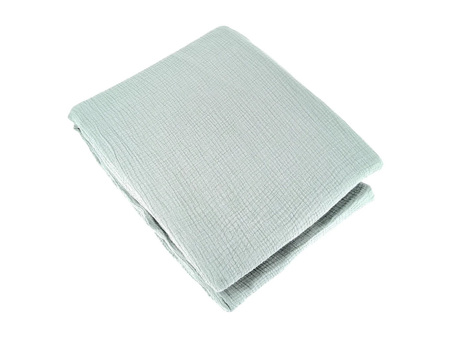 Parure de lit 140x200 cm double gaze de coton GAZGAZ vert amande 2 pièces