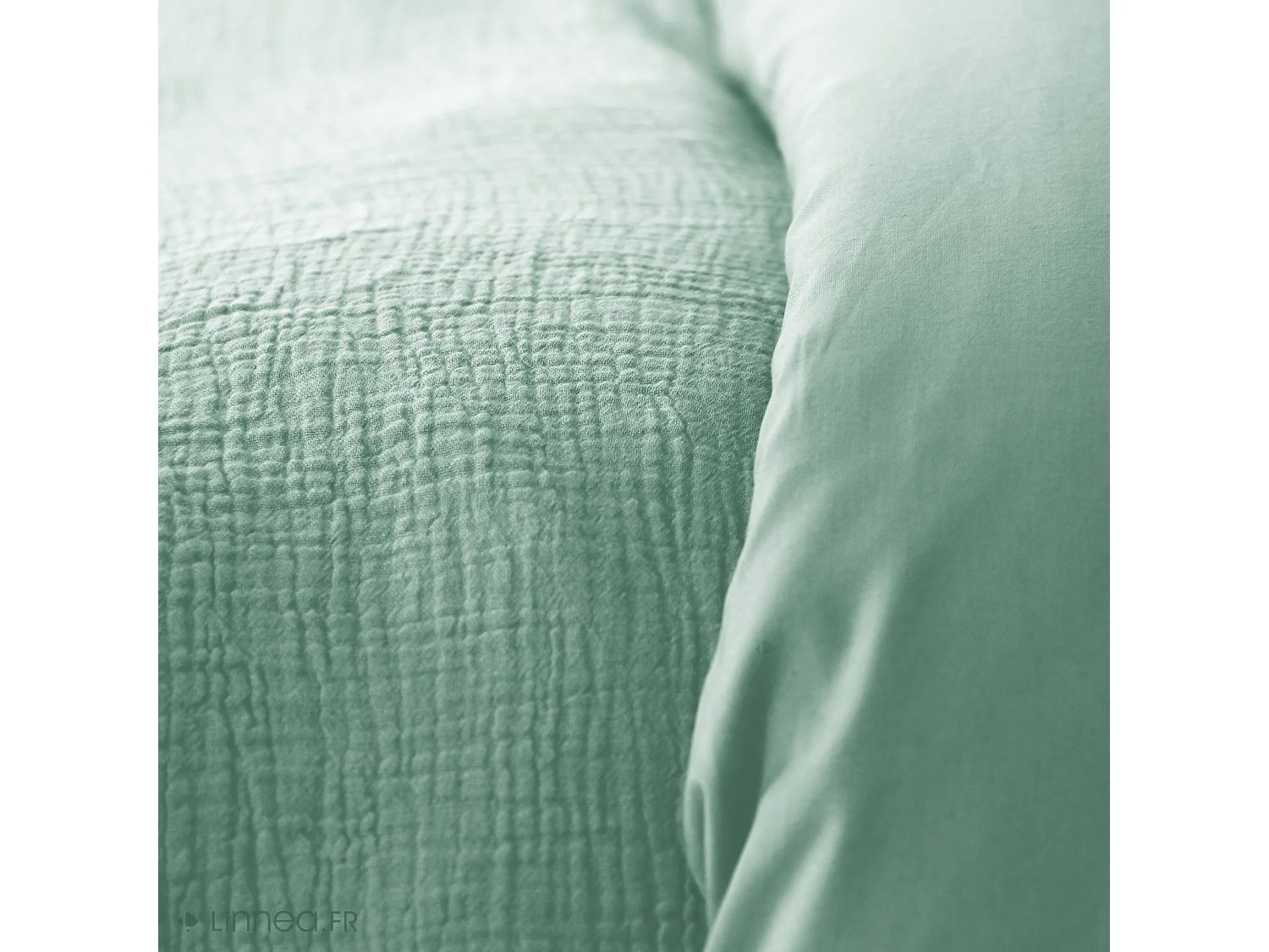 Parure de lit 140x200 cm double gaze de coton GAZGAZ vert amande 2 pièces