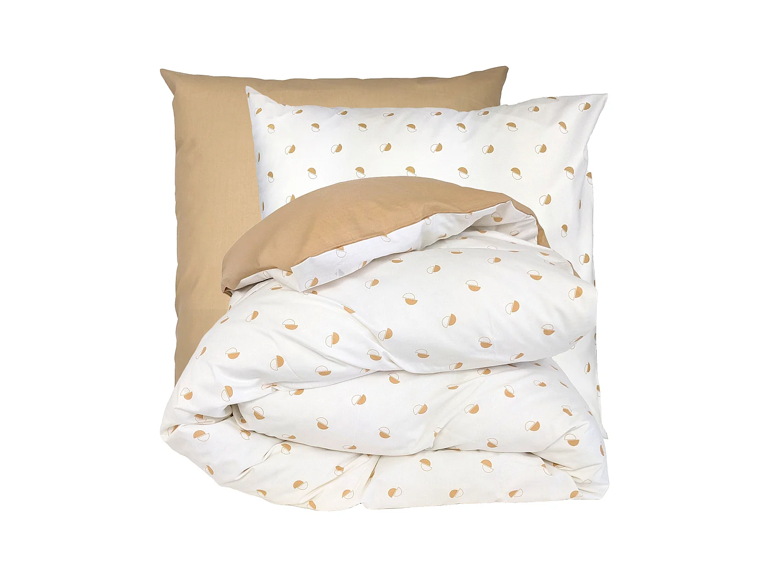 Parure de lit 280x240 cm 65x65 cm percale de coton ALEX marron Moka 3 pièces