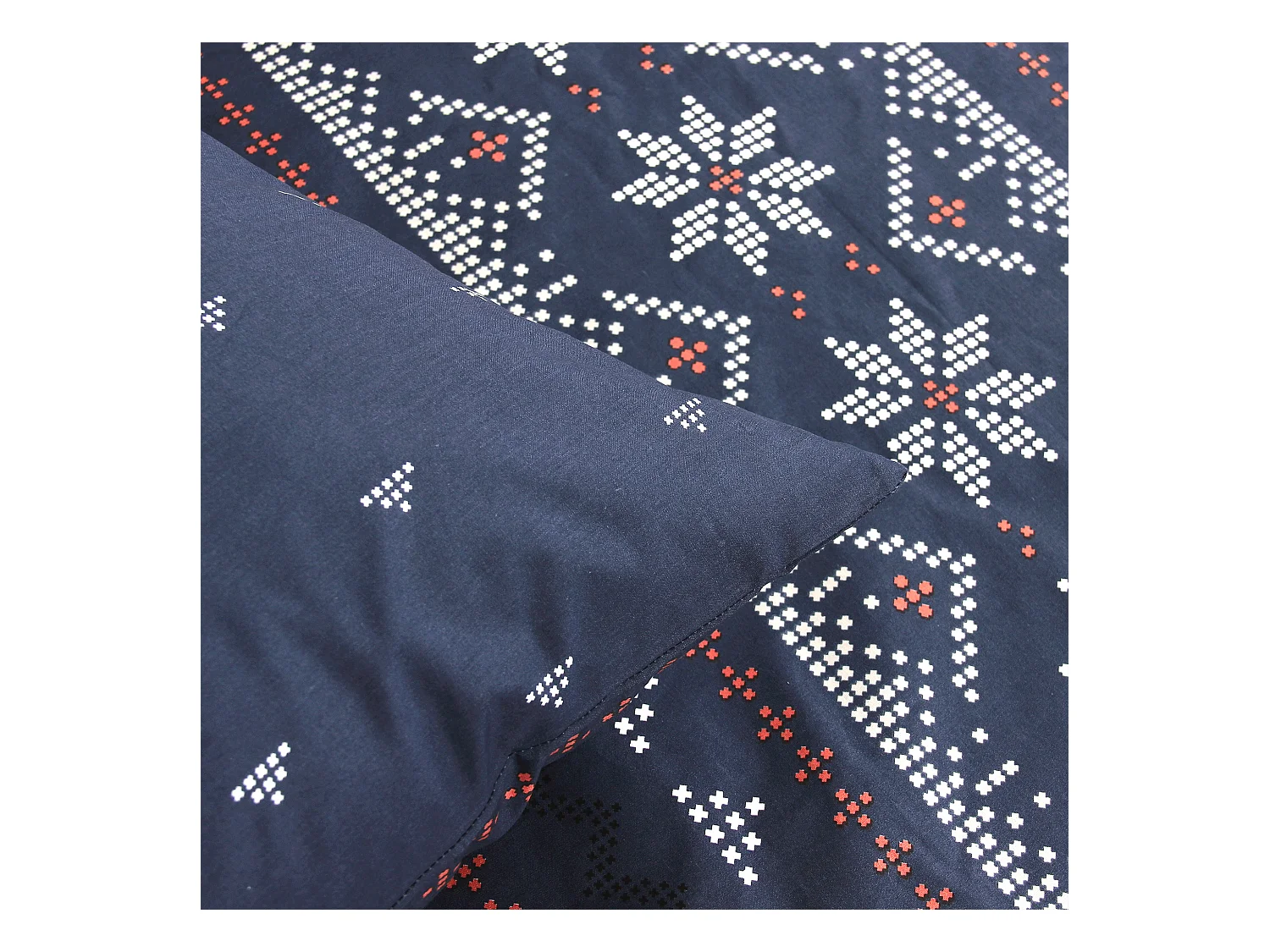 Parure de lit 260x240 cm coton biologique NEIGE Bleu Jean