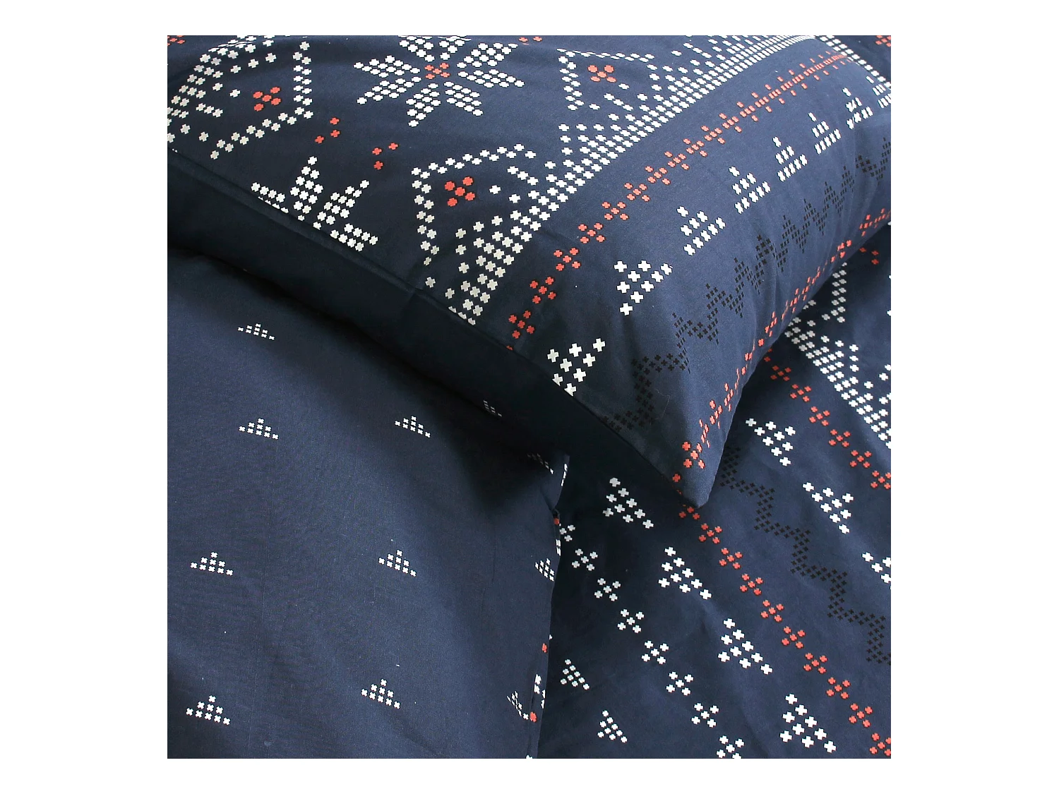 Parure de lit 260x240 cm coton biologique NEIGE Bleu Jean