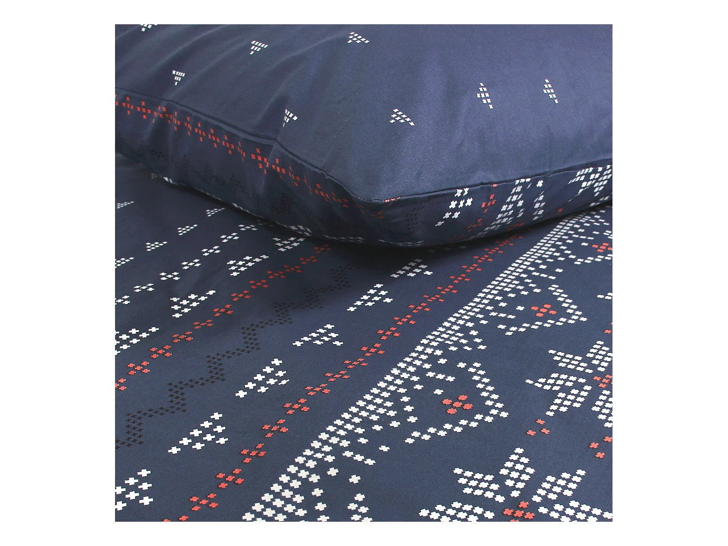 Parure de lit 260x240 cm coton biologique NEIGE Bleu Jean