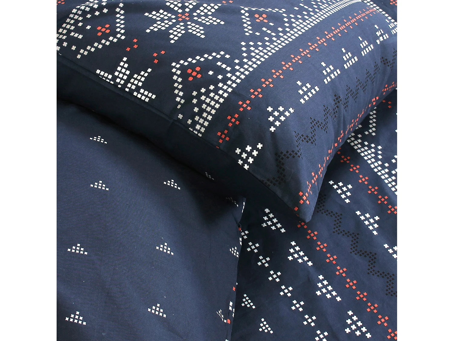 Parure de lit 260x240 cm coton biologique NEIGE Bleu Jean