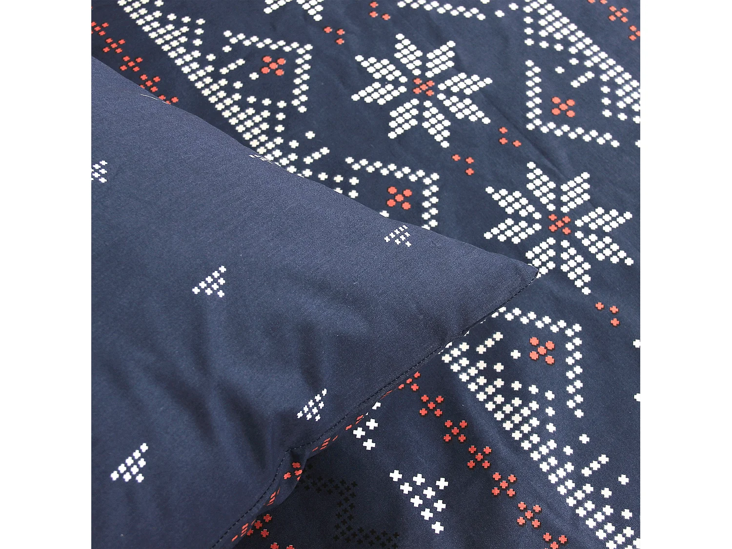Parure de lit 260x240 cm coton biologique NEIGE Bleu Jean