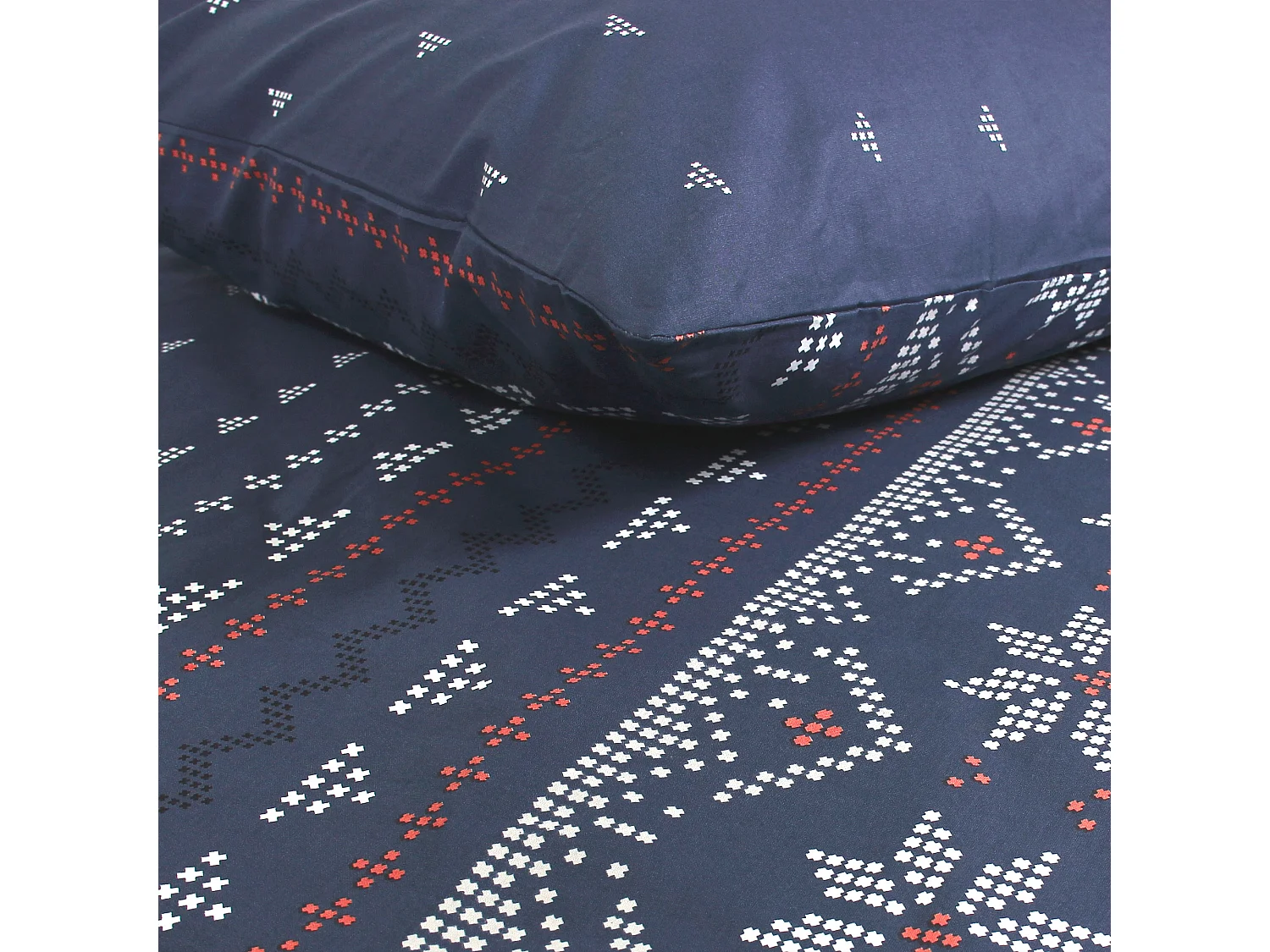 Parure de lit 260x240 cm coton biologique NEIGE Bleu Jean