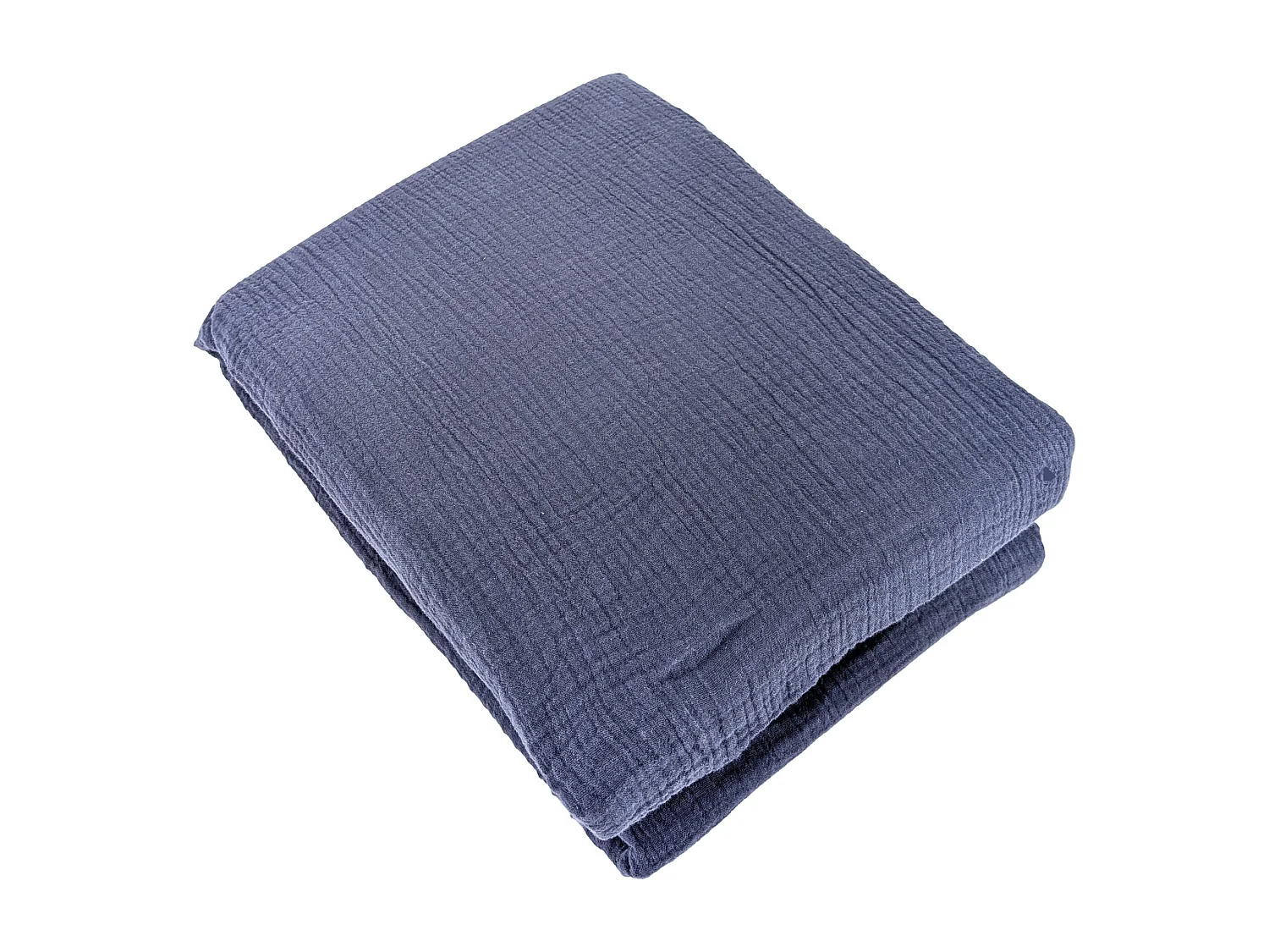 Parure de lit 260x240 cm double gaze de coton GAZGAZ bleu marine 3 pièces