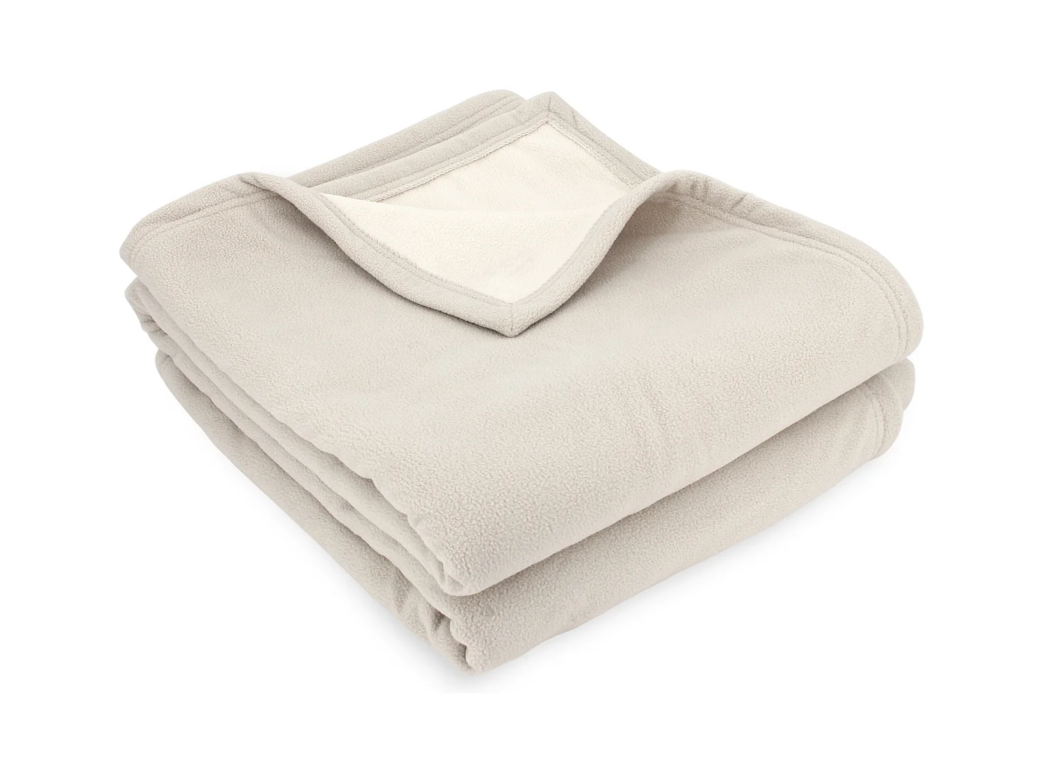 Couverture polaire luxe 240x260 cm 100% polyester 430 g/m2 NARVIK Galet/Naturel