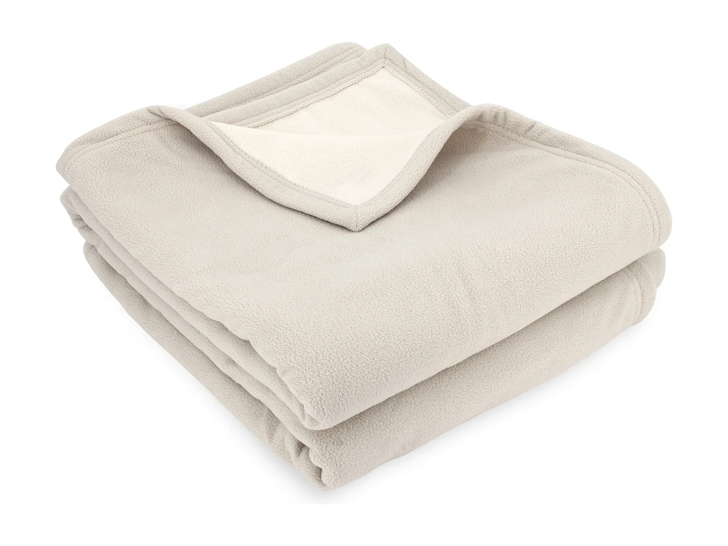 Couverture polaire luxe 240x260 cm 100% polyester 430 g/m2 NARVIK Galet/Naturel