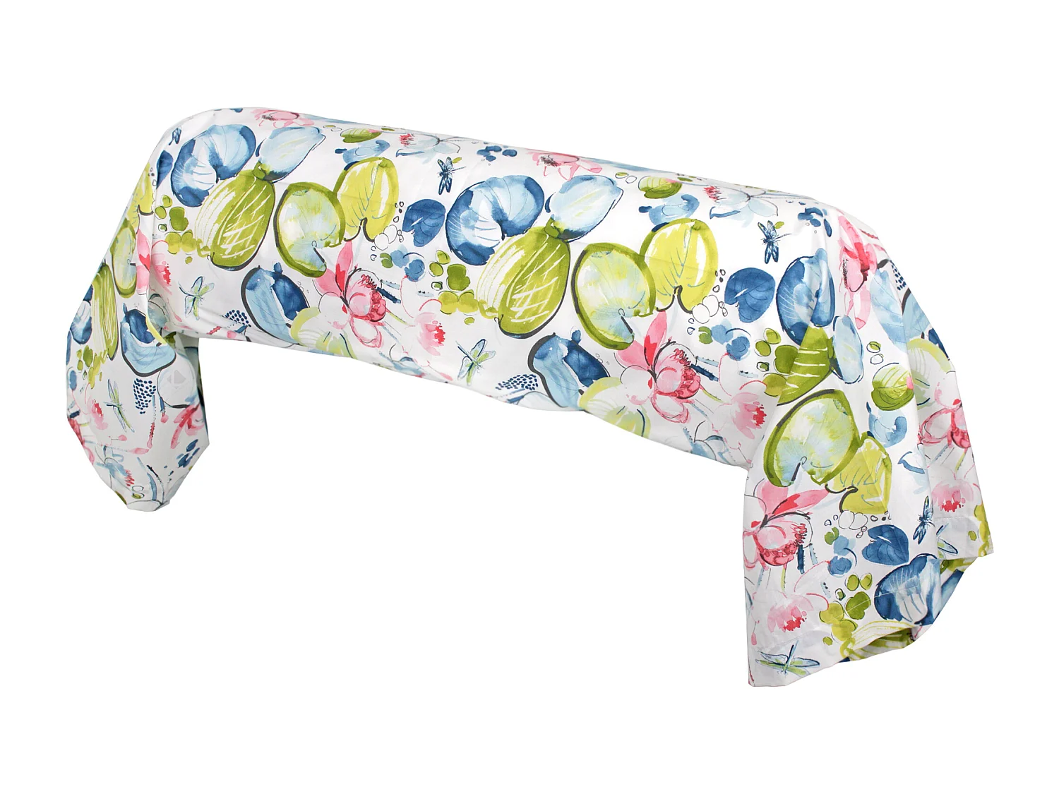 Taie de traversin 200x43 cm percale coton NENUPHAR aqua