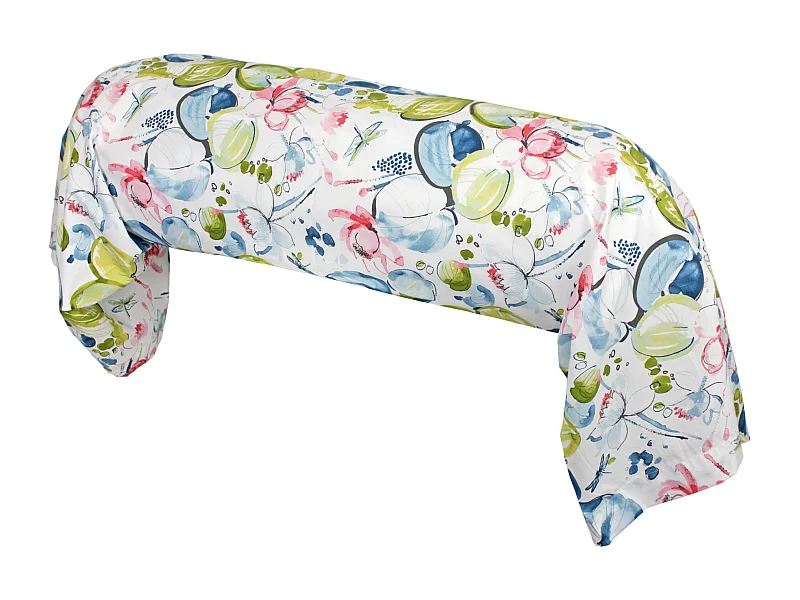 Taie de traversin 140x43 cm percale coton NENUPHAR aqua