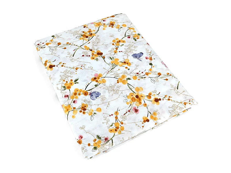 Housse de couette 200x200 cm coton PAPILLONS jaune Moutarde
