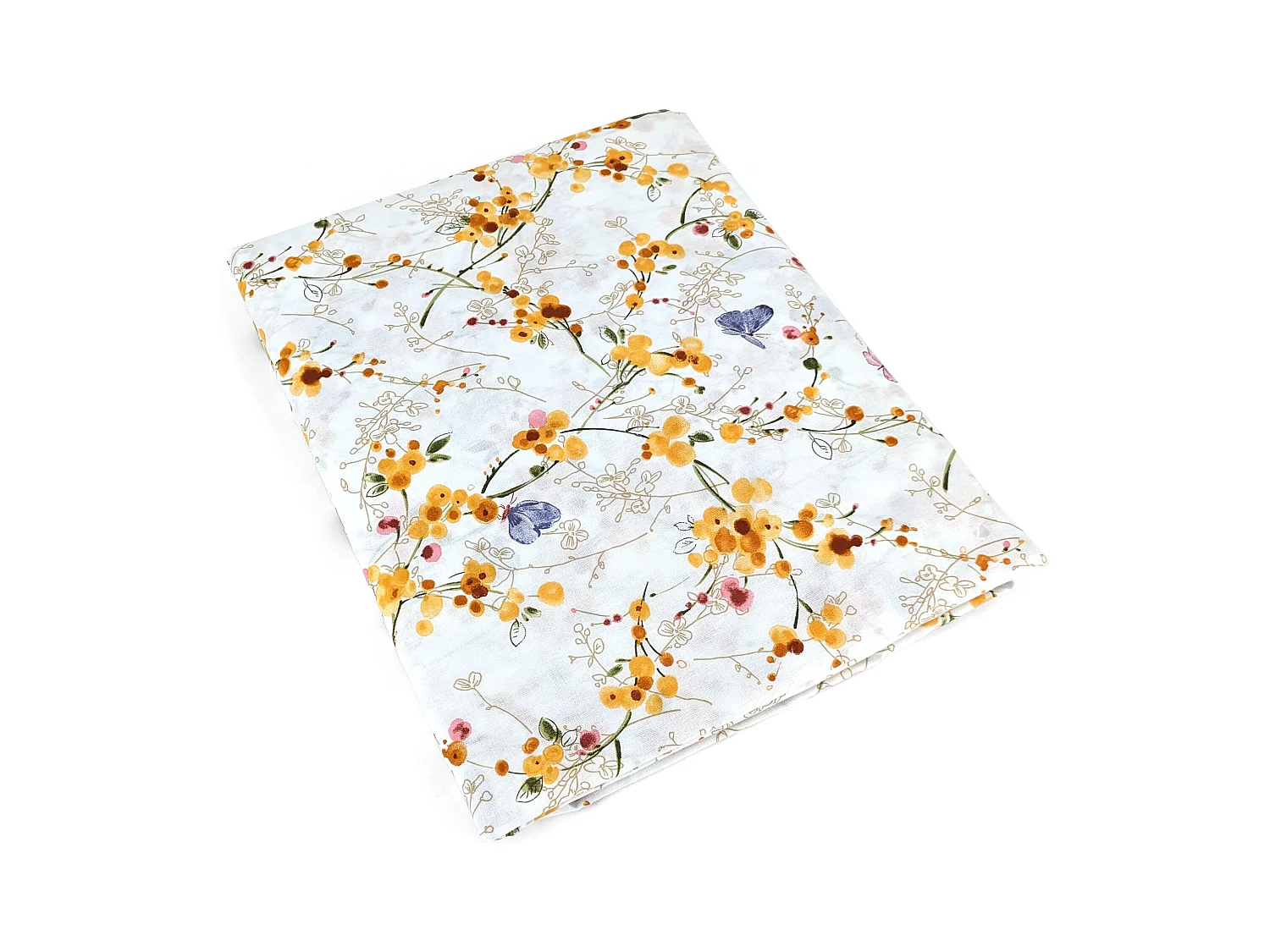 Housse de couette 200x200 cm coton PAPILLONS jaune Moutarde