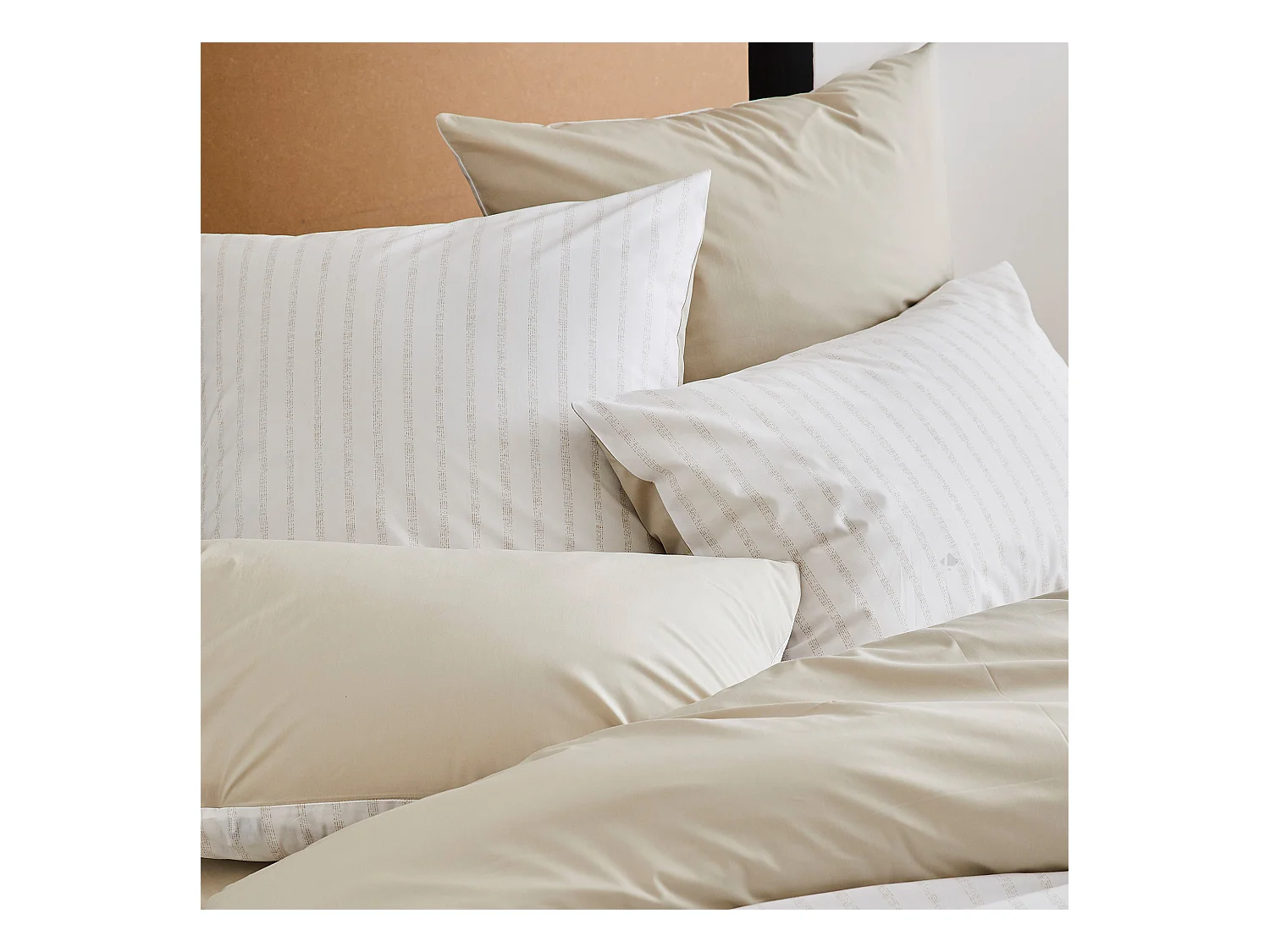 Housse de couette 140x200 cm percale coton GABY beige Lin