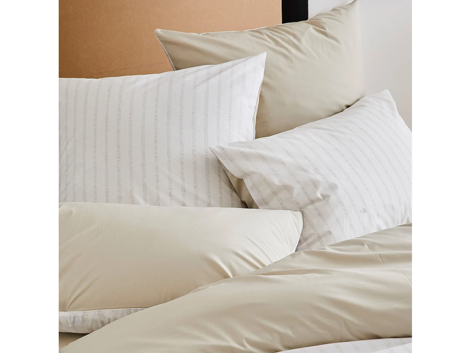 Housse de couette 140x200 cm percale coton GABY beige Lin