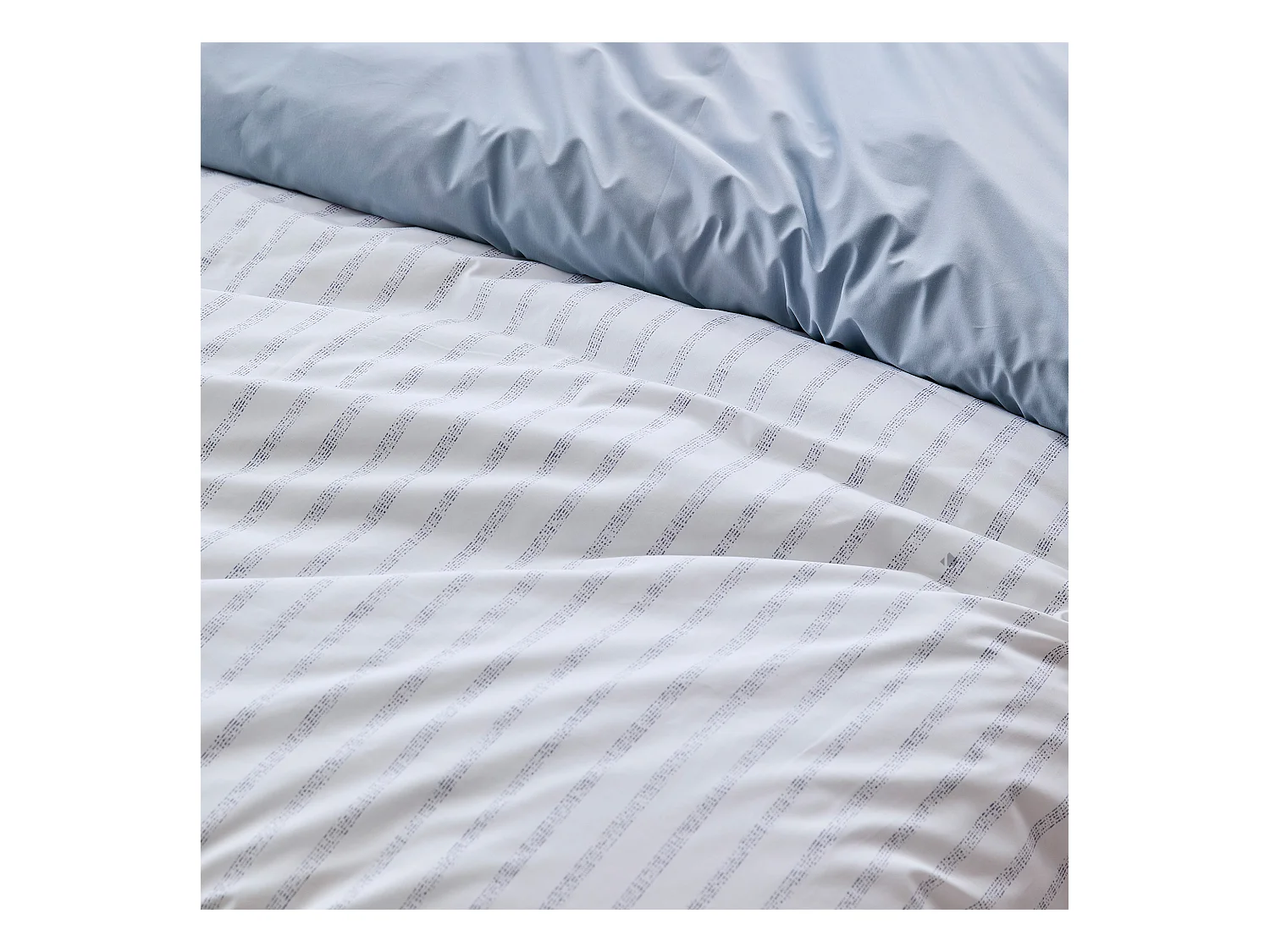 Housse de couette 140x200 cm percale coton GABY bleu Baltique