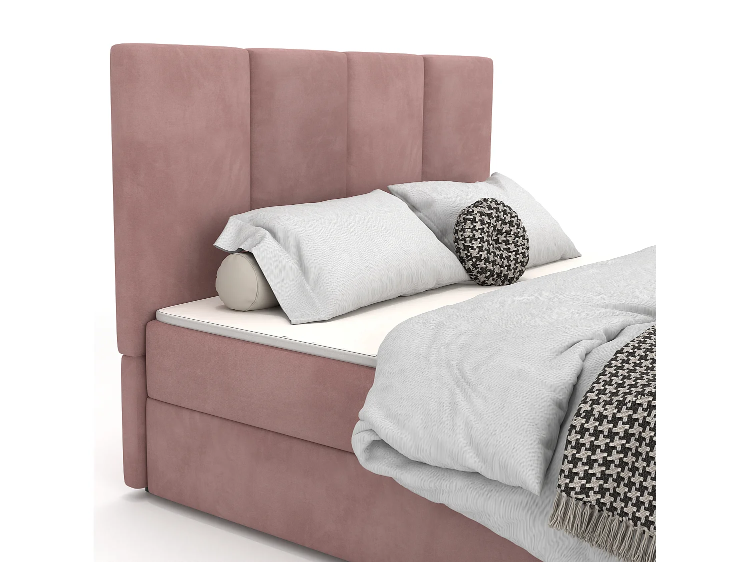Muralo KONTINENTALBETT für Schlafzimmer Polsterbett mit zwei Bettkasten Bett mit Polsterkopfteil Doppelbett 140x200 Bett mit Stauraum Rosa