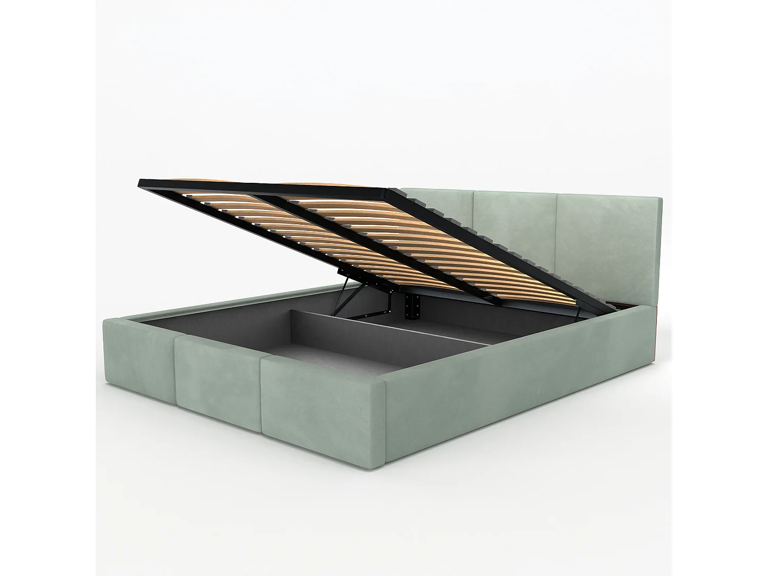 Bed Gestoffeerd 140cm x 200cm Dubbel Met Opbergruimte Muntgroen Voor De Slaapkamer