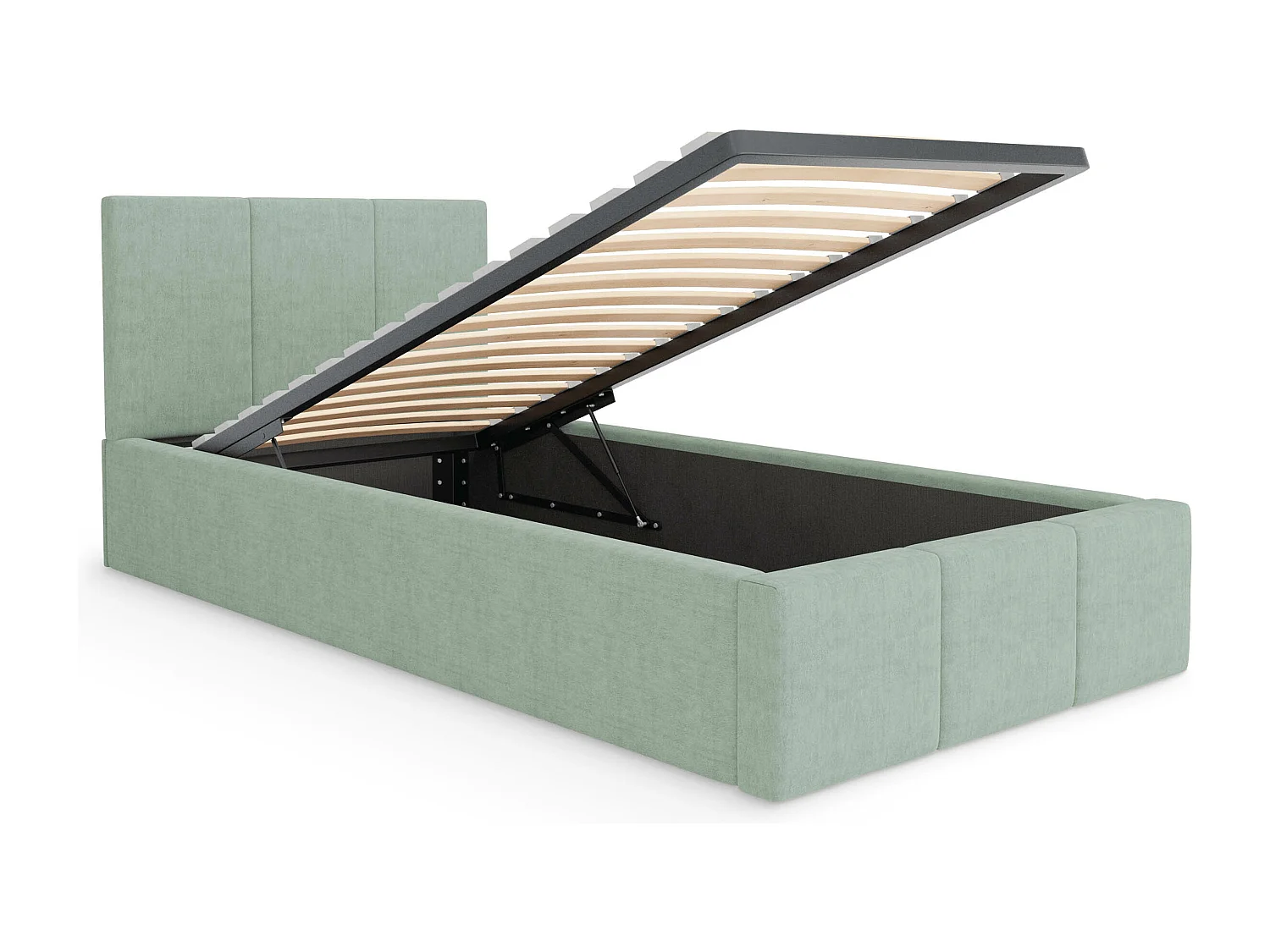 Bed Gestoffeerd 90cm x 200cm Enkel Met Opbergruimte Mintgroen