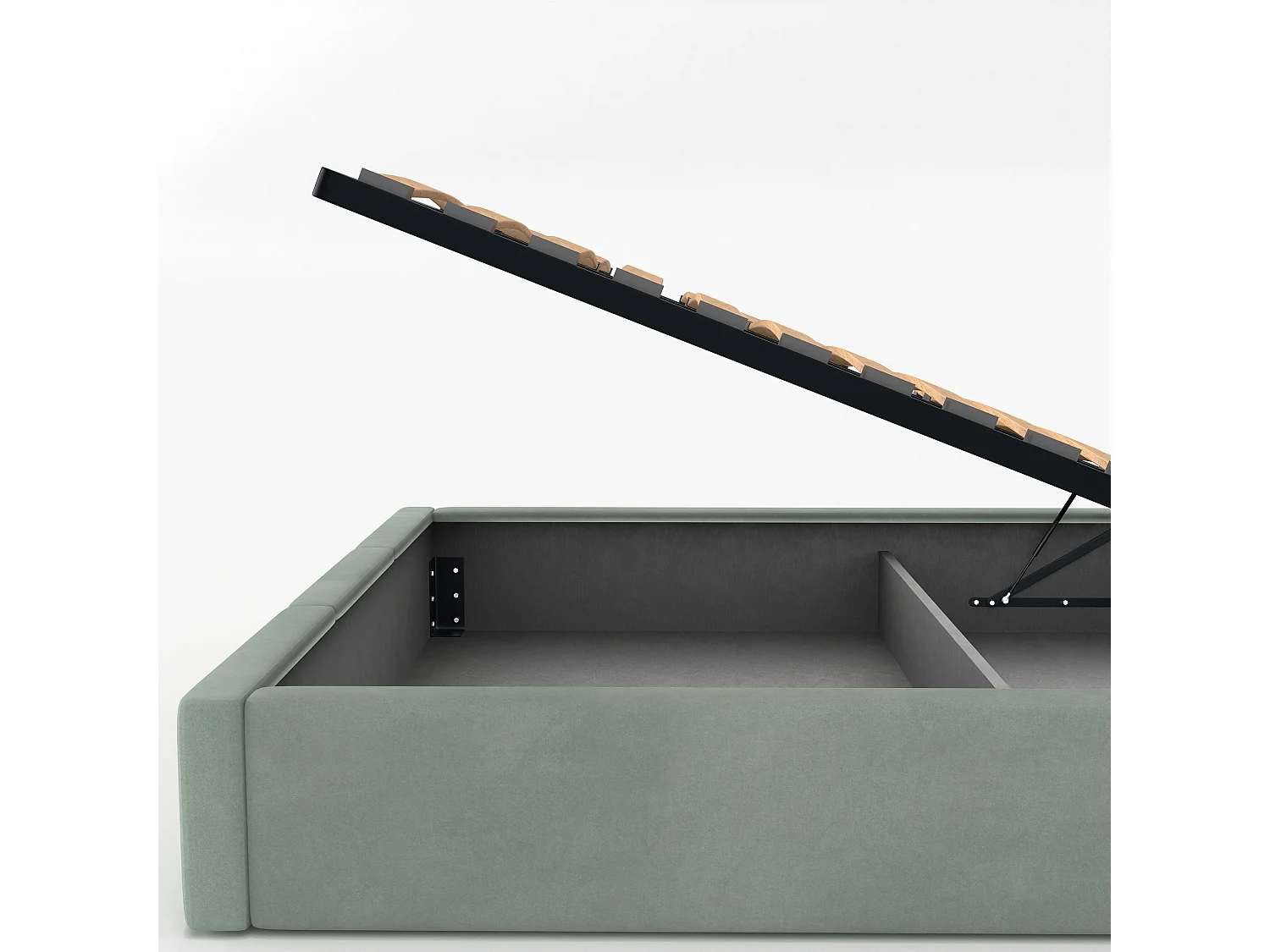 Bed Gestoffeerd 90cm x 200cm Enkel Met Opbergruimte Mintgroen