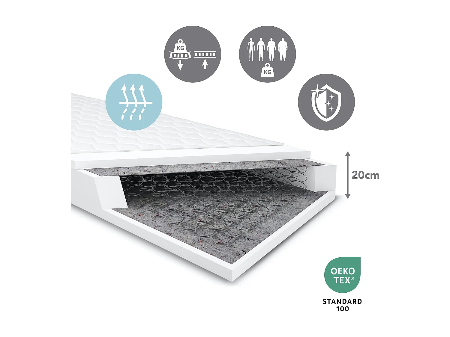Muralo KONTINENTALBETT für Schlafzimmer Polsterbett mit zwei Bettkasten Bett mit Polsterkopfteil Doppelbett 180x200 Bett mit Stauraum Honigfarbe
