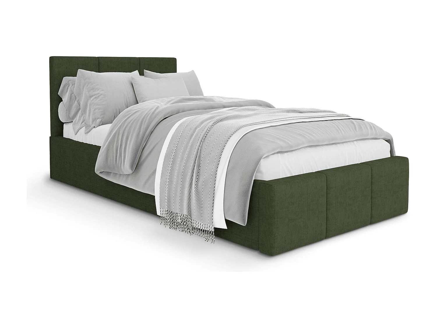 Bed Gestoffeerd 90cm x 200cm Enkel Met Opbergruimte Khaki