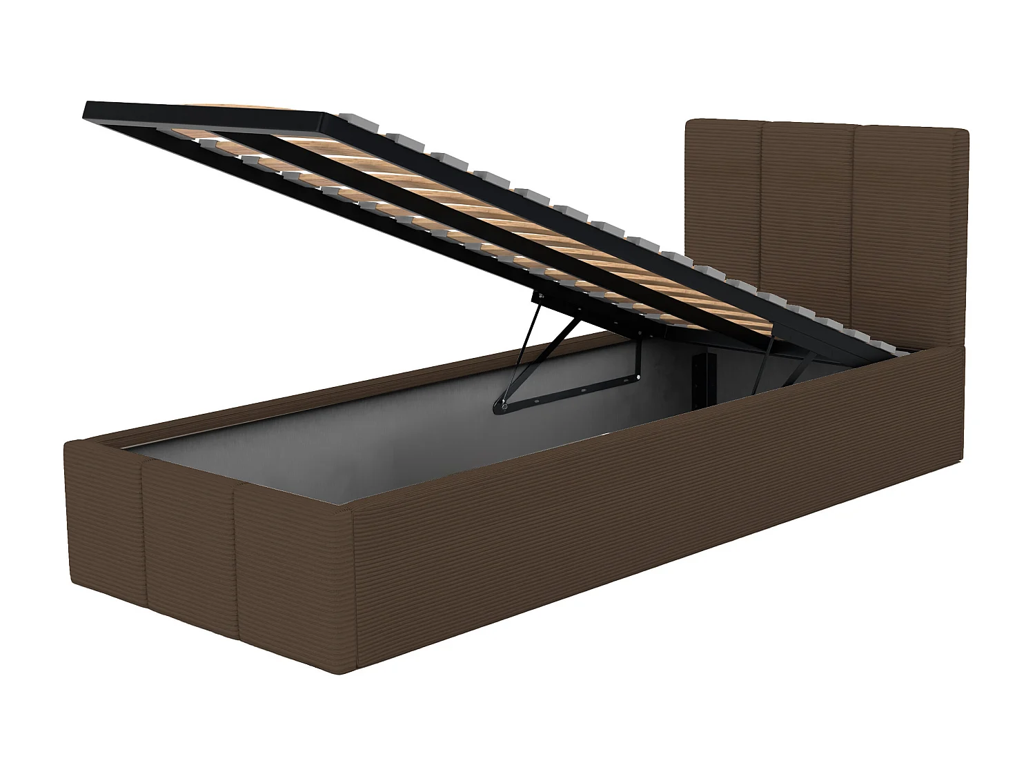 Bed Gestoffeerd 90x200 Cm Eenpersoons Stof CORD Bruin Voor De Slaapkamer