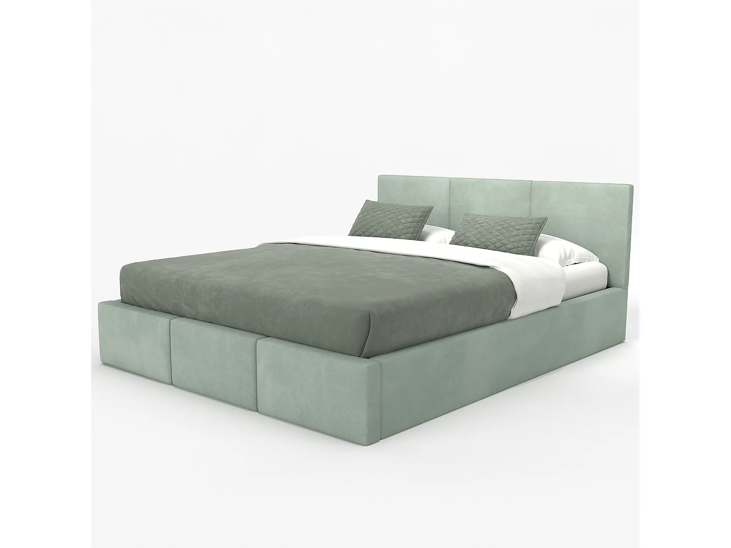 Bed Gestoffeerd 160cm x 200cm Dubbel Met Opbergruimte Muntgroen Voor De Slaapkamer