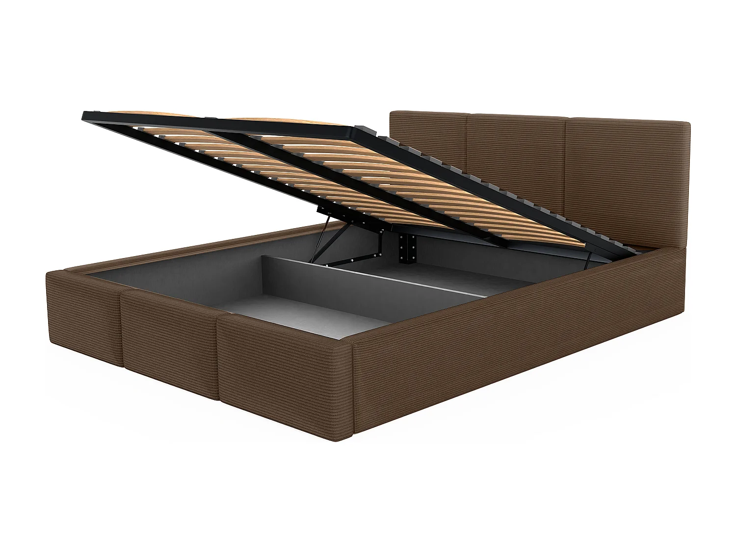 Bed Gestoffeerd 160x200 Cm Dubbel Stof CORD Bruin Voor De Slaapkamer