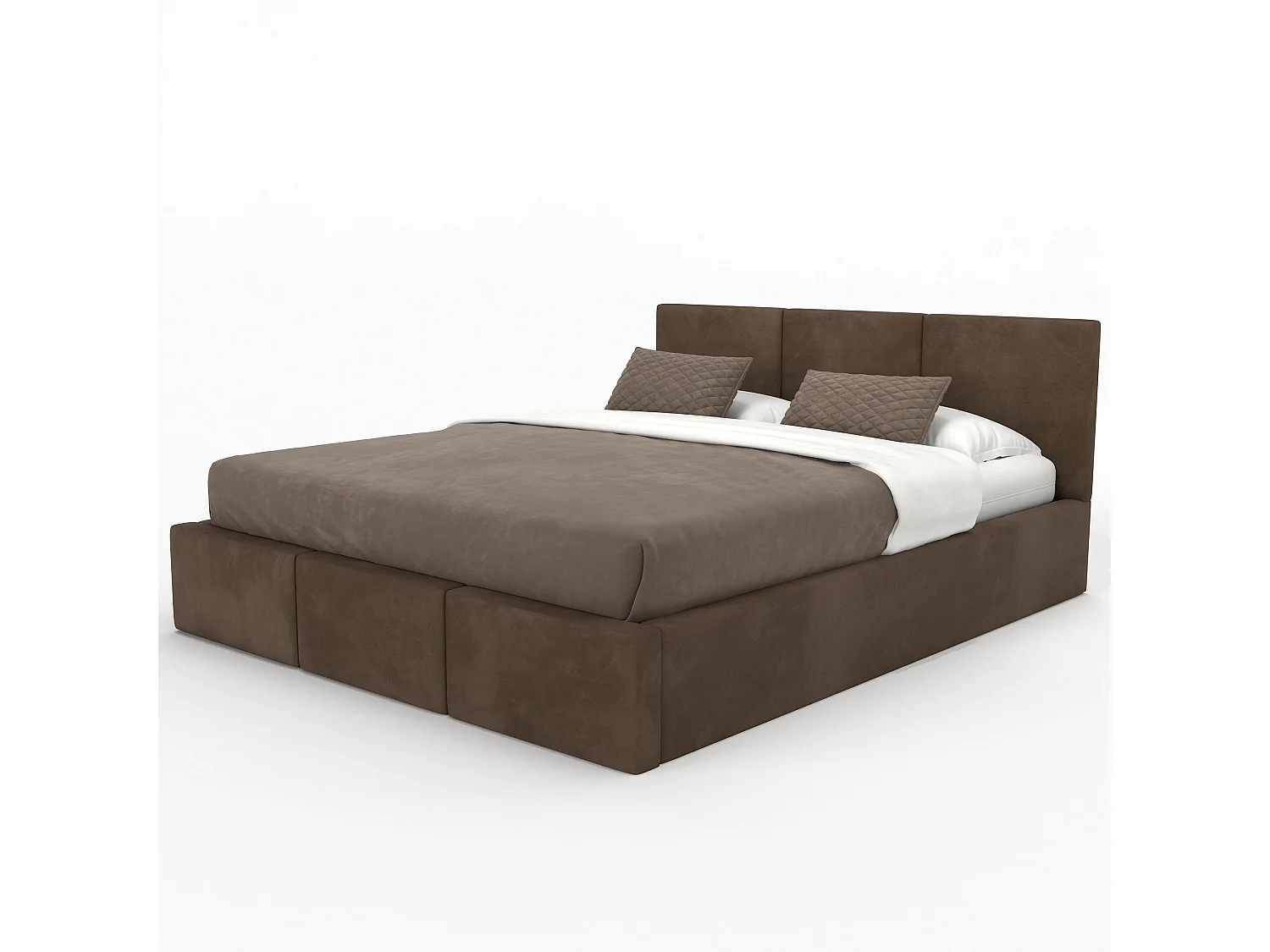 Bed Gestoffeerd 160cm x 200cm Dubbel Met Opbergruimte Bruin Voor De Slaapkamer