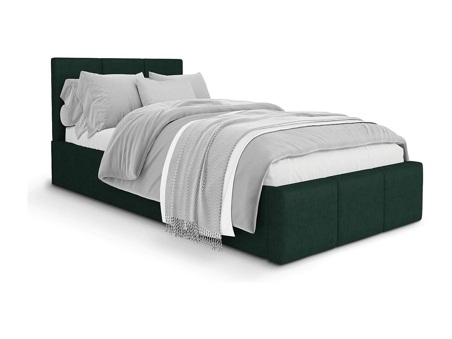 Bed Gestoffeerd 90cm x 200cm Enkel Met Opbergruimte Flessengroen