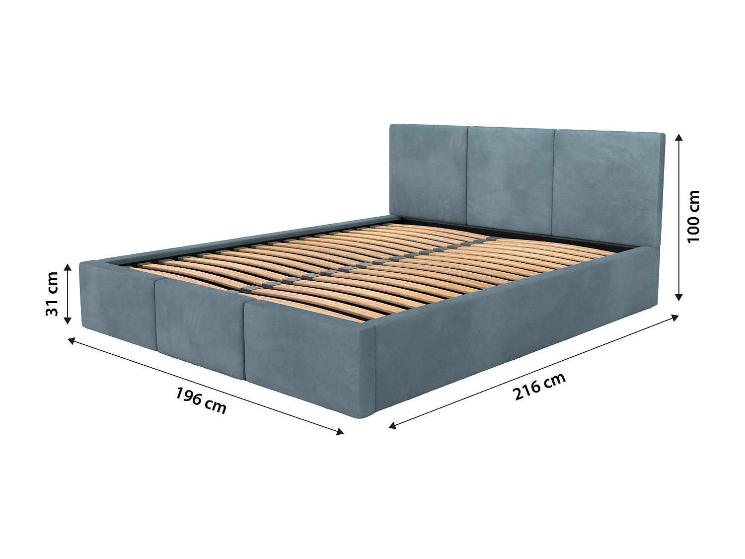 Bed Gestoffeerd Voor Slaapkamer 180cm x 200cm Dubbel Met Opbergruimte Zeegroen