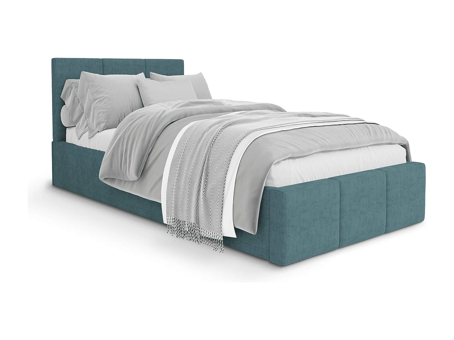 Bed Gestoffeerd 90cm x 200cm Enkel Met Opbergruimte Zeegroen