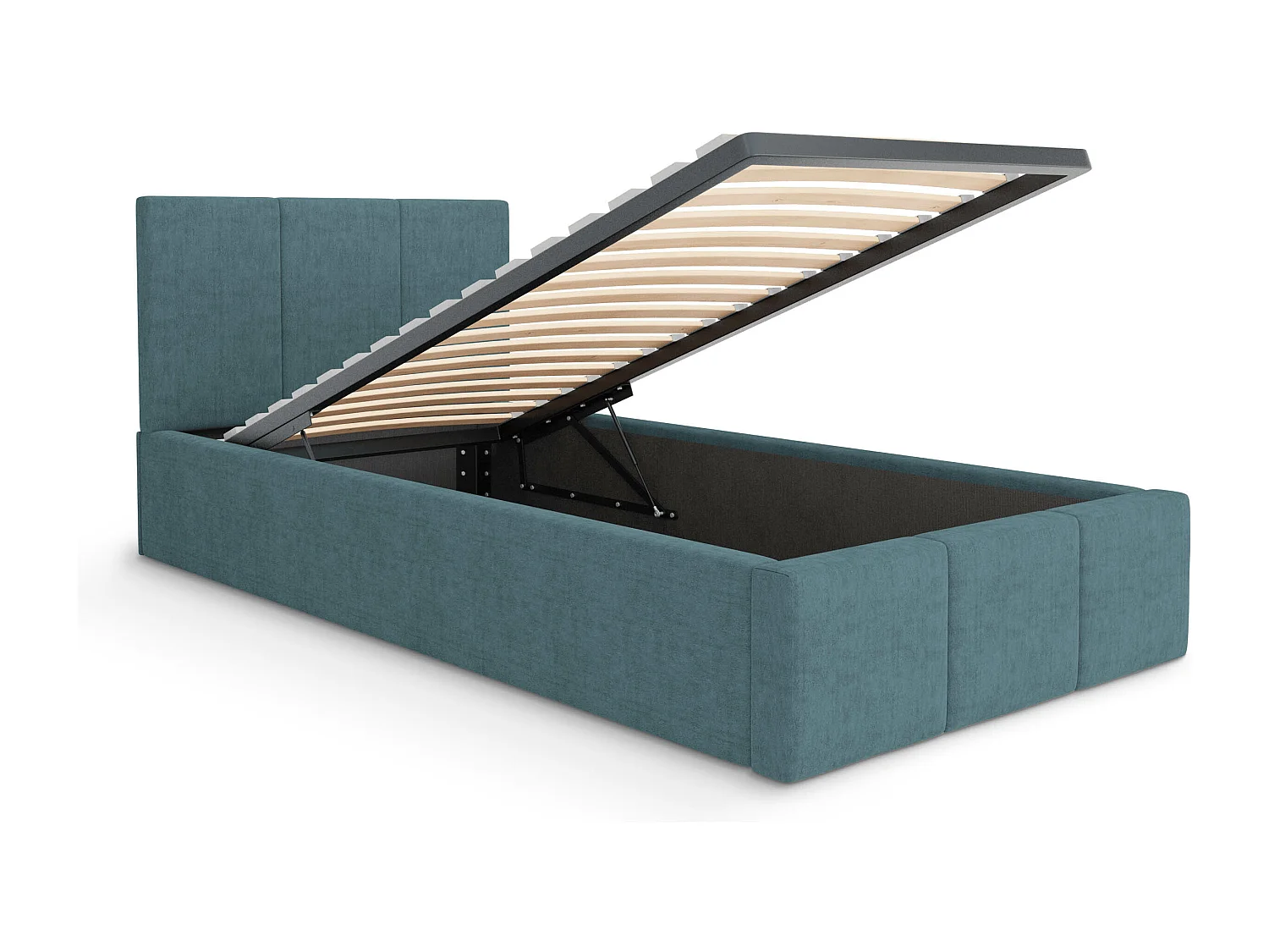 Bed Gestoffeerd 90cm x 200cm Enkel Met Opbergruimte Zeegroen