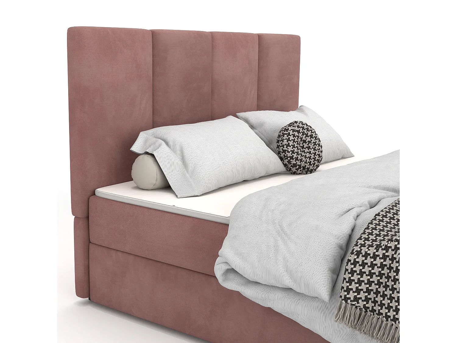 Muralo KONTINENTALBETT für Schlafzimmer Polsterbett mit zwei Bettkasten Bett mit Polsterkopfteil Doppelbett 160x200 Bett mit Stauraum Altrosa