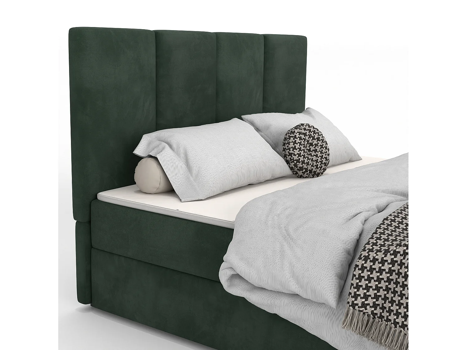 Bed Continentaal 160x200 cm Gestoffeerd Dubbel Met Matras Flessengroen Velours Magic Velvet