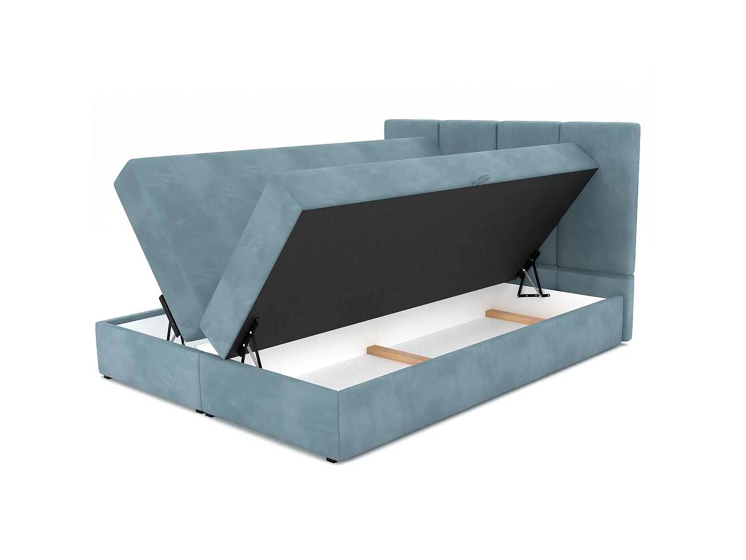 Bed Continentaal 180x200 cm Gestoffeerd Dubbel Met Matras Zeegroen Velours Magic Velvet
